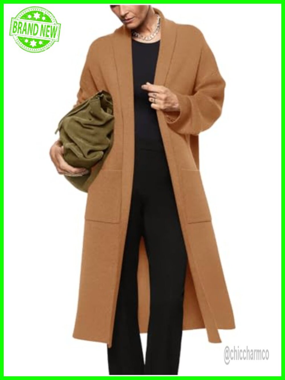 Women's Long Sleeve Open Front Maxi Cardigan Sweater Coat Oversized